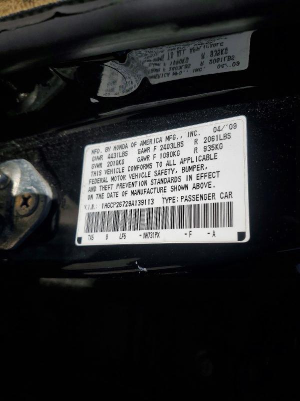 Продаж на аукціоні авто 2009 Honda Accord, vin: 1HGCP26729A139113, номер лоту: 55854676