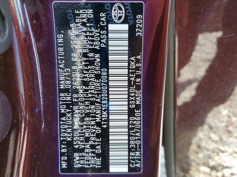 Продажа на аукционе авто 2013 Toyota Avalon, vin: 4T1BK1EB2DU070080, номер лота: 57152296
