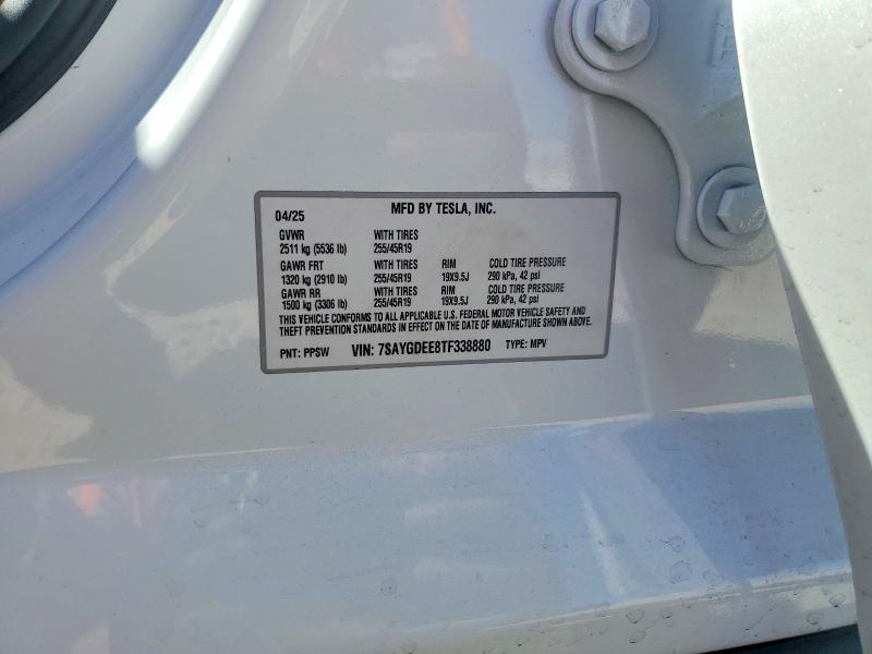 2026 Tesla Model Y მანქანა იყიდება აუქციონზე, vin: 7SAYGDEE8TF338880, აუქციონის ნომერი: 57051796