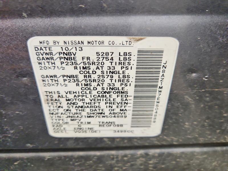 Продаж на аукціоні авто 2014 Nissan Murano, vin: JN8AZ1MW7EW504889, номер лоту: 59016616