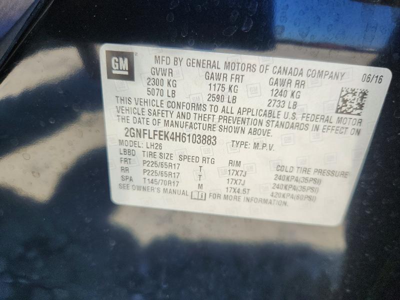 Aukcja sprzedaży 2017 Chevrolet Equinox, vin: 2GNFLFEK4H6103883, numer aukcji: 54760646