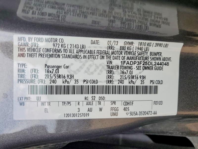 Aukcja sprzedaży 2013 Ford Focus, vin: 1FADP3F25DL244048, numer aukcji: 56889716
