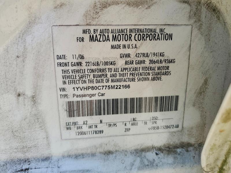 56113426 :رقم المزاد ، 1YVHP80C775M22166 vin ، 2007 Mazda 6 مزاد بيع