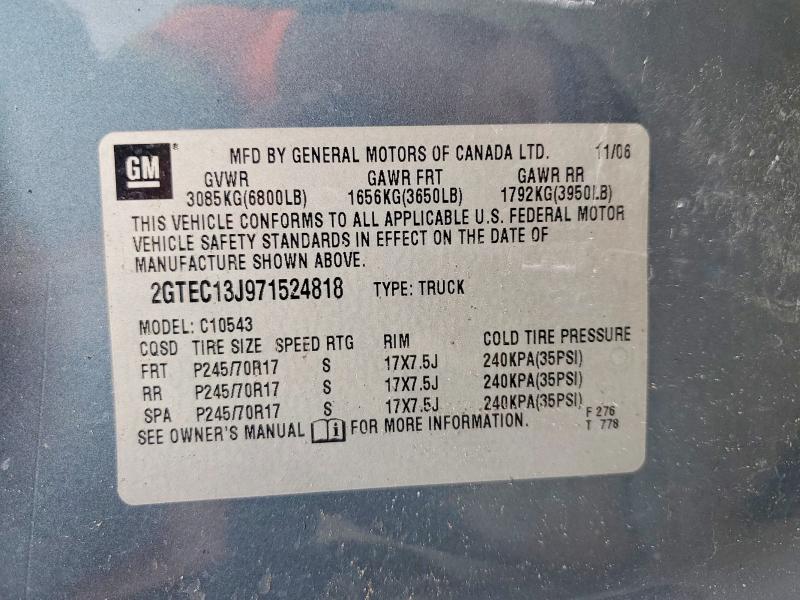 Aukcja sprzedaży 2007 Gmc New Sierra, vin: 2GTEC13J971524818, numer aukcji: 55362866
