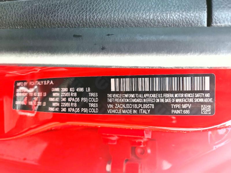 Aukcja sprzedaży 2020 Jeep Renegade, vin: ZACNJBD18LPL89578, numer aukcji: 58501536