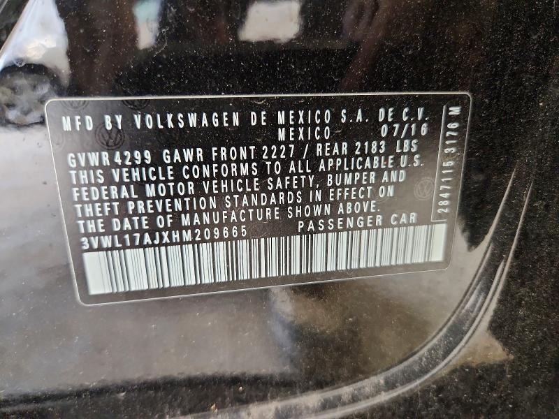 58940966 :رقم المزاد ، 3VWL17AJXHM209665 vin ، 2017 Volkswagen Jetta مزاد بيع