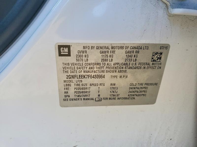 55669216 :رقم المزاد ، 2GNFLEEK7F6430964 vin ، 2015 Chevrolet Equinox مزاد بيع