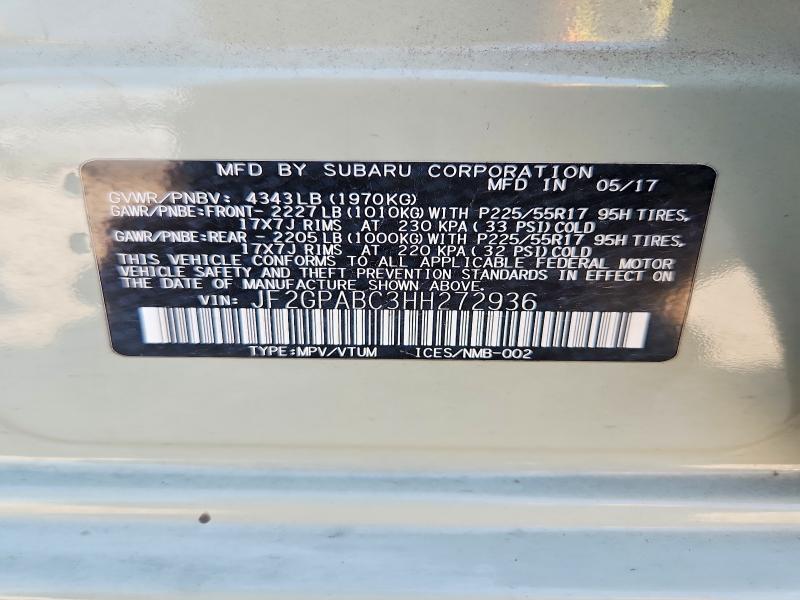 Aukcja sprzedaży 2017 Subaru Crosstrek, vin: JF2GPABC3HH272936, numer aukcji: 56345646