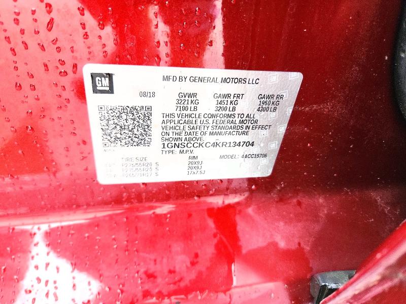 Продаж на аукціоні авто 2019 Chevrolet Tahoe, vin: 1GNSCCKC4KR134704, номер лоту: 55858046
