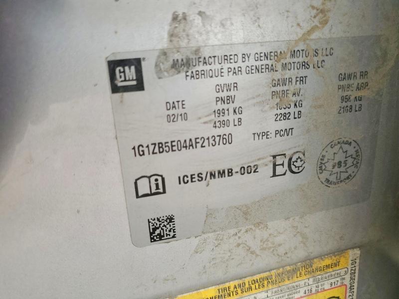 2010 Chevrolet Malibu მანქანა იყიდება აუქციონზე, vin: 1G1ZB5E04AF213760, აუქციონის ნომერი: 56262336