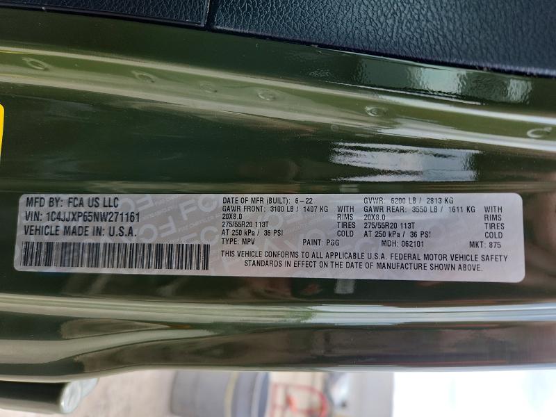 Продаж на аукціоні авто 2022 Jeep Wrangler Unlimited, vin: 1C4JJXP65NW271161, номер лоту: 57015106