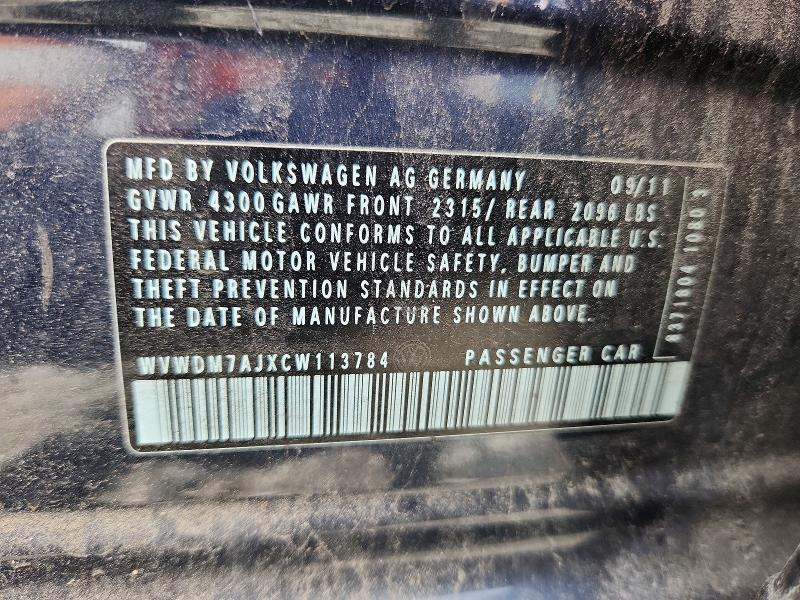 Продажа на аукционе авто 2012 Volkswagen Golf, vin: WVWDM7AJXCW113784, номер лота: 56754866