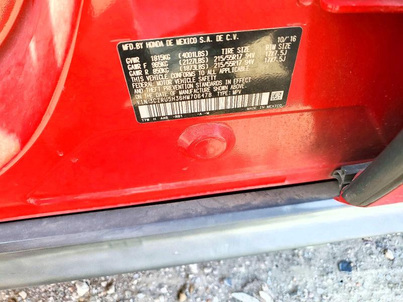 59182406 :رقم المزاد ، 3CZRU5H36HM706478 vin ، 2017 Honda Hr-v مزاد بيع
