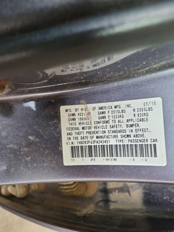 Aukcja sprzedaży 2015 Honda Accord, vin: 1HGCR2F83FA240451, numer aukcji: 55623096