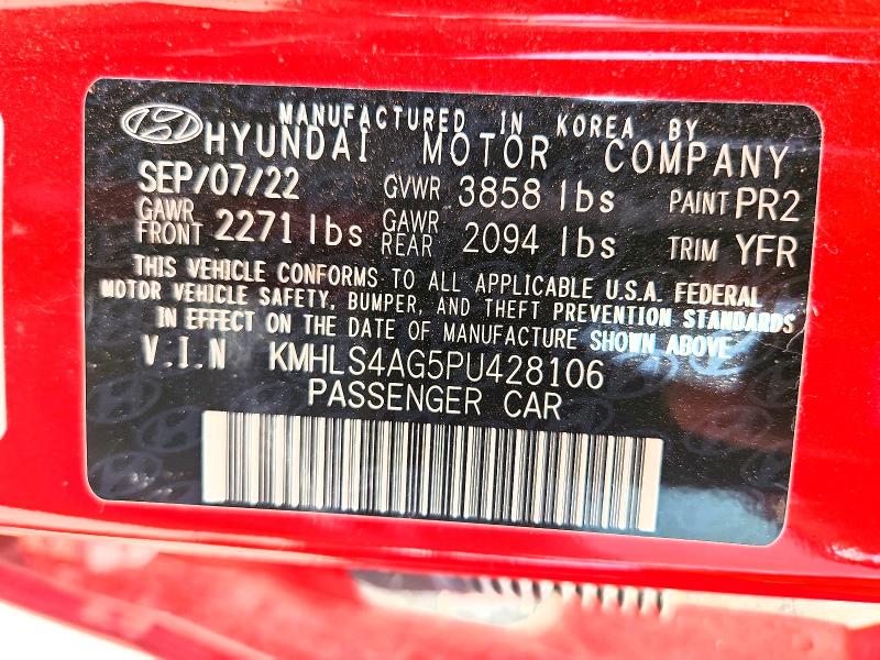 56342806 :رقم المزاد ، KMHLS4AG5PU428106 vin ، 2023 Hyundai Elantra مزاد بيع
