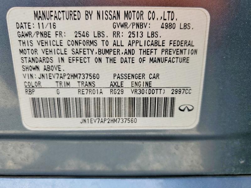 Auction sale of the 2017 Infiniti Q50, vin: JN1EV7AP2HM737560, lot number: 56978406