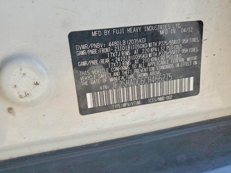 57604226 :رقم المزاد ، JF2SHADC6CH466275 vin ، 2012 Subaru Forester مزاد بيع