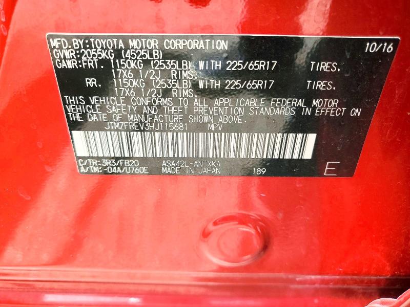 55415726 :رقم المزاد ، JTMZFREV3HJ115681 vin ، 2017 Toyota Rav4 مزاد بيع