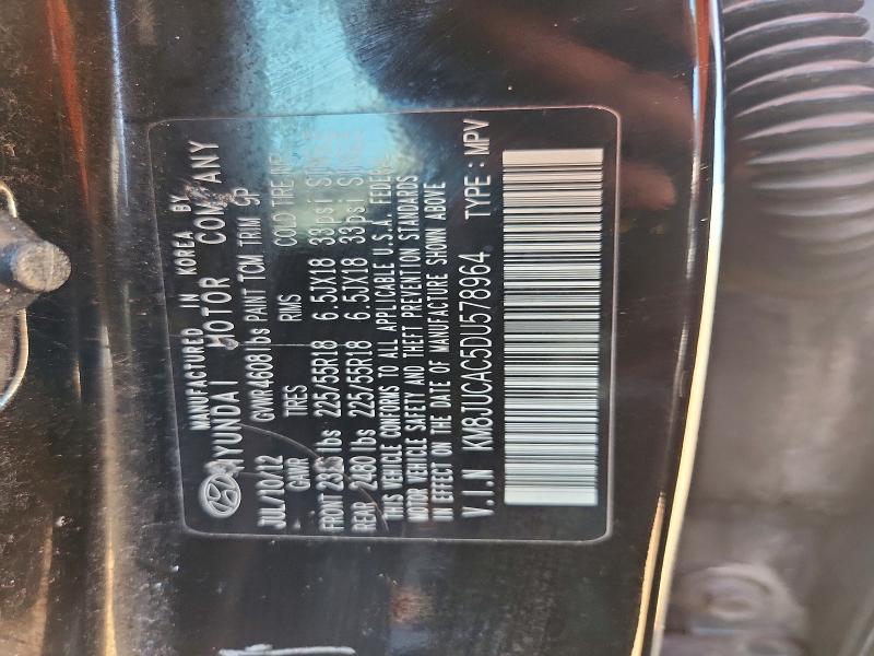 2013 Hyundai Tucson მანქანა იყიდება აუქციონზე, vin: KM8JUCAC5DU578964, აუქციონის ნომერი: 59285476