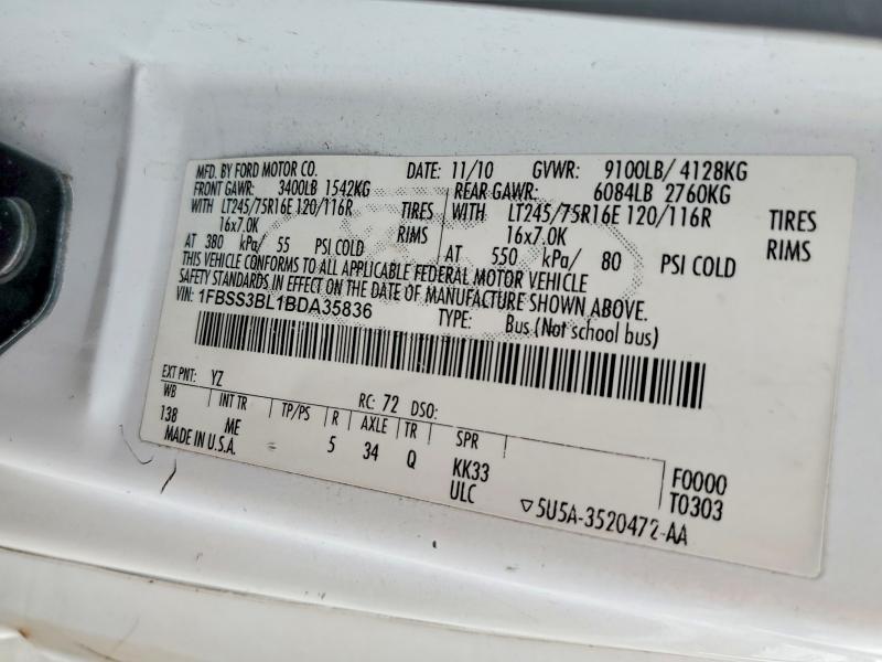 Продажа на аукционе авто 2011 Ford Econoline, vin: 1FBSS3BL1BDA35836, номер лота: 58988476