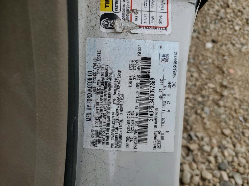 Продажа на аукционе авто 2012 Ford Fusion, vin: 3FADP0L34CR397869, номер лота: 54547646