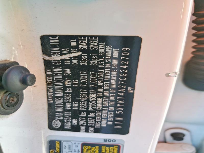 58634846 :رقم المزاد ، 5XYKT4A27CG242709 vin ، 2012 Kia Sorento مزاد بيع