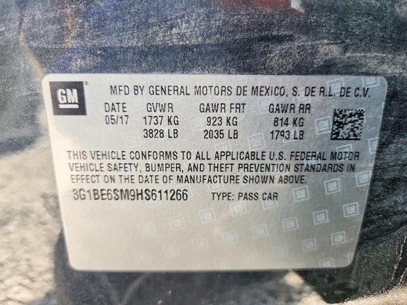 Aukcja sprzedaży 2017 Chevrolet Cruze, vin: 3G1BE6SM9HS611266, numer aukcji: 57635216
