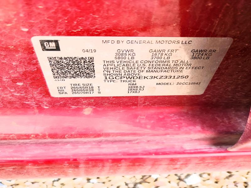 Продажа на аукционе авто 2019 Chevrolet Silverado, vin: 1GCPWDEK3KZ331250, номер лота: 56979036
