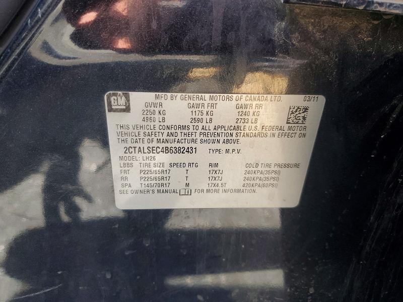 Aukcja sprzedaży 2011 Gmc Terrain, vin: 2CTALSEC4B6382431, numer aukcji: 58473876