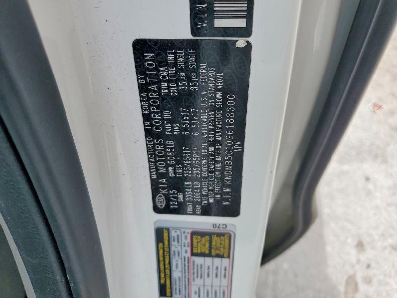 2016 Kia Sedona მანქანა იყიდება აუქციონზე, vin: KNDMB5C10G6188300, აუქციონის ნომერი: 58903296