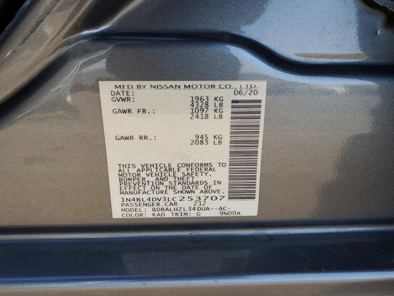 Auction sale of the 2020 Nissan Altima, vin: 1N4BL4DV3LC253707, lot number: 57731576