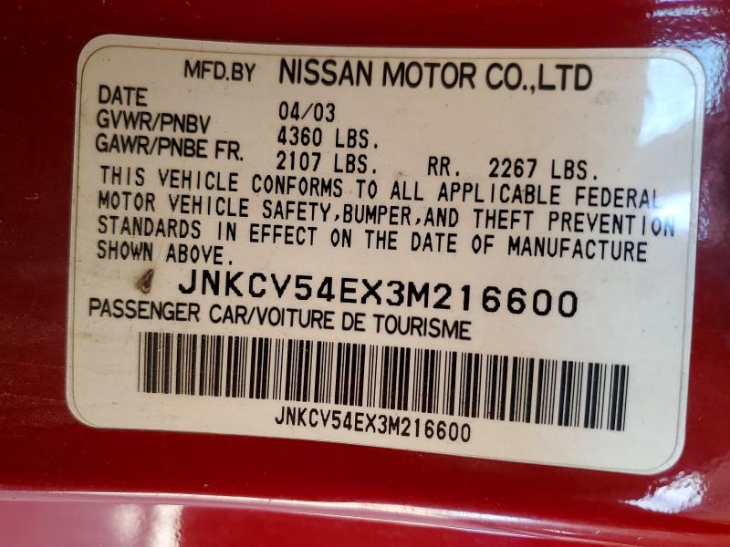 Aukcja sprzedaży 2003 Infiniti G35, vin: JNKCV54EX3M216600, numer aukcji: 58141846