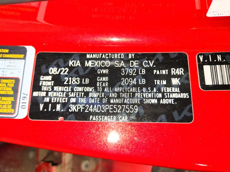 2023 Kia Forte მანქანა იყიდება აუქციონზე, vin: 3KPF24AD3PE527559, აუქციონის ნომერი: 57744656