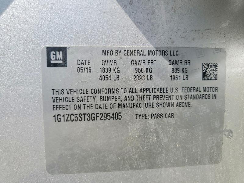 Продажа на аукционе авто 2016 Chevrolet Malibu, vin: 1G1ZC5ST3GF295405, номер лота: 55761226