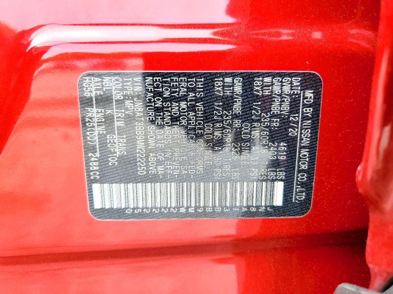 Продаж на аукціоні авто 2021 Nissan Rogue, vin: JN8AT3BB9MW222250, номер лоту: 56740296