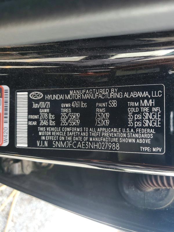2022 Hyundai Tucson მანქანა იყიდება აუქციონზე, vin: 5NMJFCAE3NH027988, აუქციონის ნომერი: 57323336