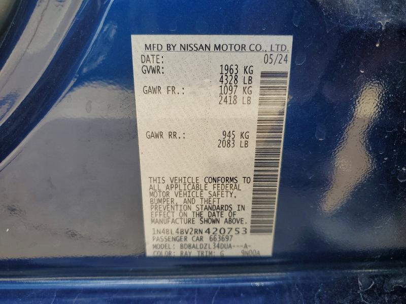 Продажа на аукционе авто 2024 Nissan Altima, vin: 1N4BL4BV2RN420753, номер лота: 56399136