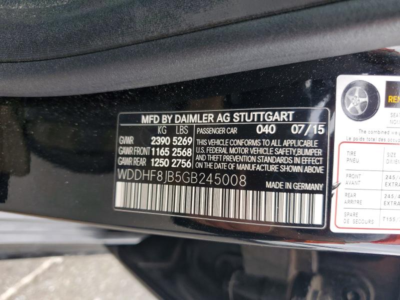 Aukcja sprzedaży 2016 Mercedes-benz E, vin: WDDHF8JB5GB245008, numer aukcji: 85983345