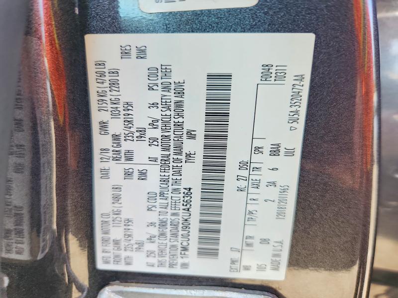 Продажа на аукционе авто 2019 Ford Escape, vin: 1FMCU0J90KUA56364, номер лота: 55545626