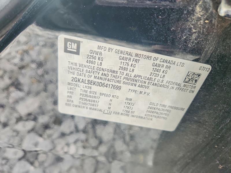 Aukcja sprzedaży 2013 Gmc Terrain, vin: 2GKALSEK0D6417699, numer aukcji: 55627416