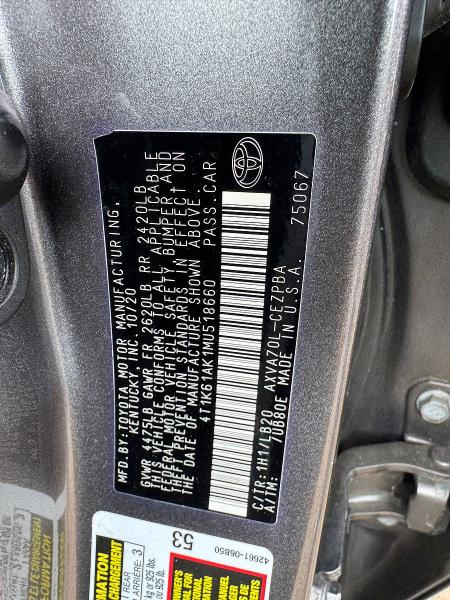 Продажа на аукционе авто 2021 Toyota Camry, vin: 4T1K61AK1MU518660, номер лота: 55475156