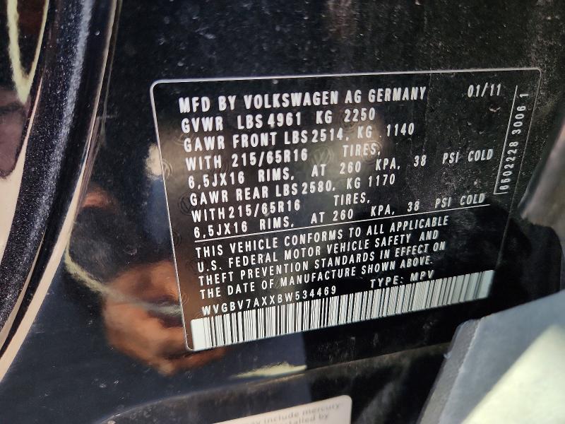 2011 Volkswagen Tiguan მანქანა იყიდება აუქციონზე, vin: WVGBV7AXXBW534469, აუქციონის ნომერი: 57749126