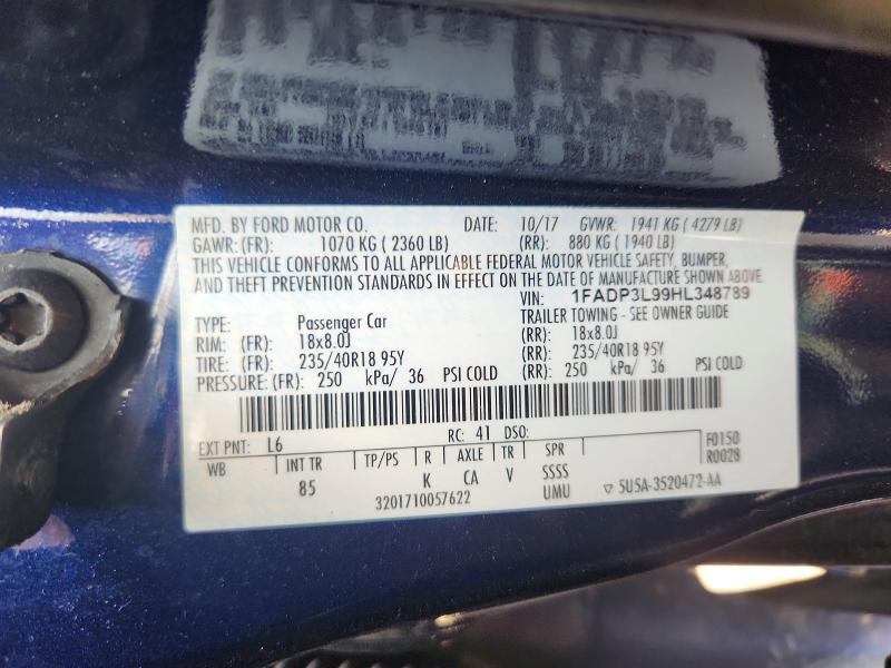 Продаж на аукціоні авто 2017 Ford Focus, vin: 1FADP3L99HL348789, номер лоту: 56846006