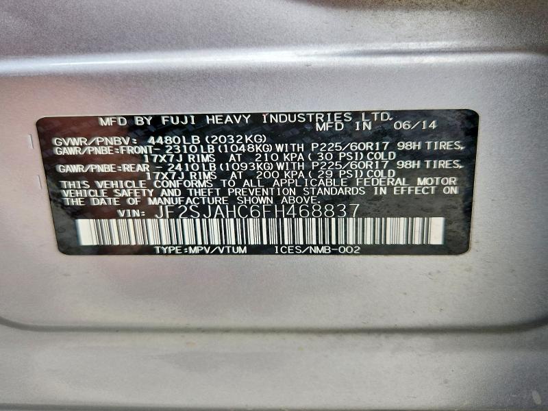 55735146 :رقم المزاد ، JF2SJAHC6FH468837 vin ، 2015 Subaru Forester مزاد بيع