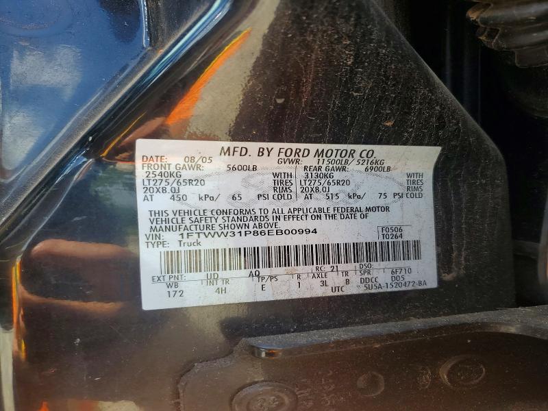 Aukcja sprzedaży 2006 Ford F350, vin: 1FTWW31P86EB00994, numer aukcji: 56762966