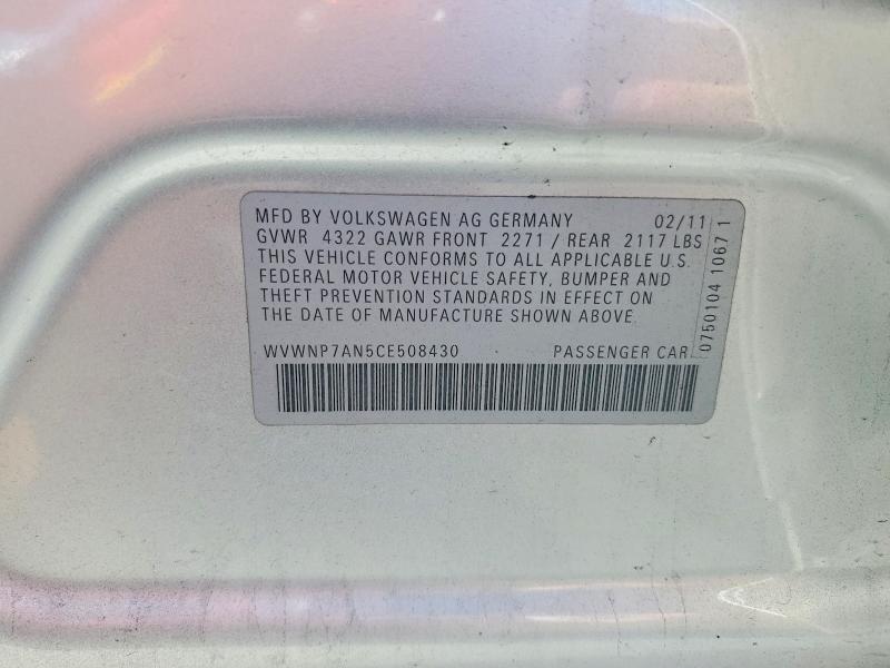 2012 Volkswagen Cc მანქანა იყიდება აუქციონზე, vin: WVWNP7AN5CE508430, აუქციონის ნომერი: 56821776