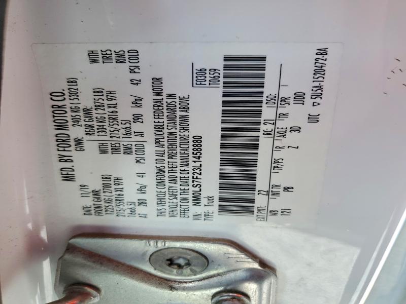 2020 Ford Transit Connect მანქანა იყიდება აუქციონზე, vin: NM0LS7F23L1458880, აუქციონის ნომერი: 57836006