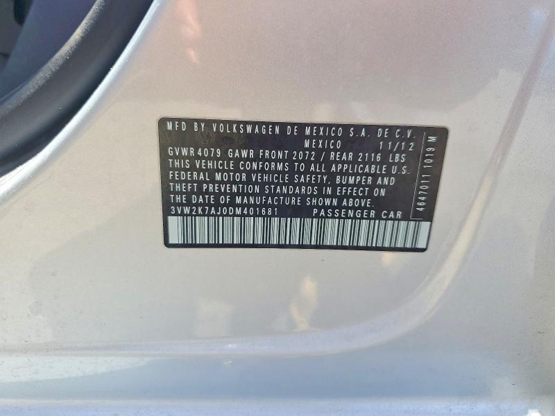 Aukcja sprzedaży 2013 Volkswagen Jetta, vin: 3VW2K7AJ0DM401681, numer aukcji: 57176196