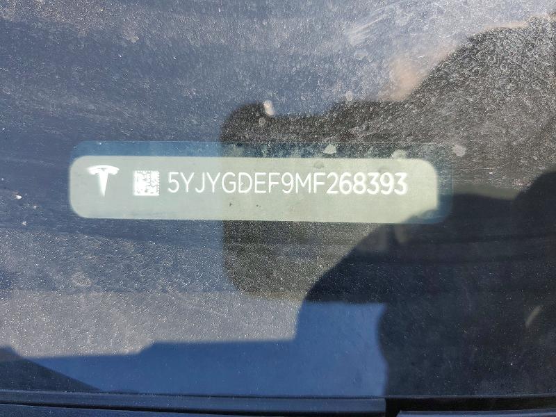 54940476 :رقم المزاد ، 5YJYGDEF9MF268393 vin ، 2021 Tesla Model Y مزاد بيع