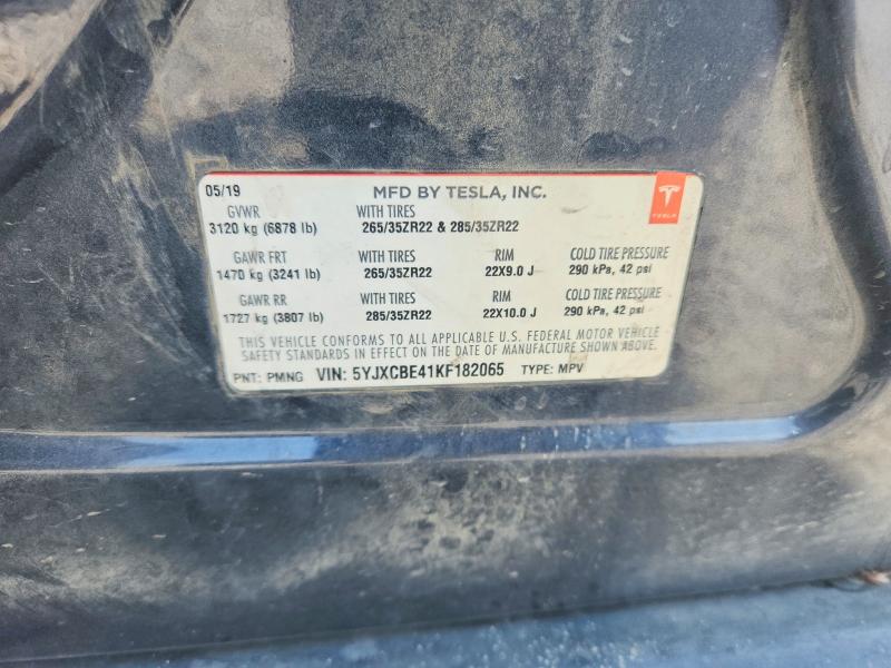 2019 Tesla Model X მანქანა იყიდება აუქციონზე, vin: 5YJXCBE41KF182065, აუქციონის ნომერი: 58124776